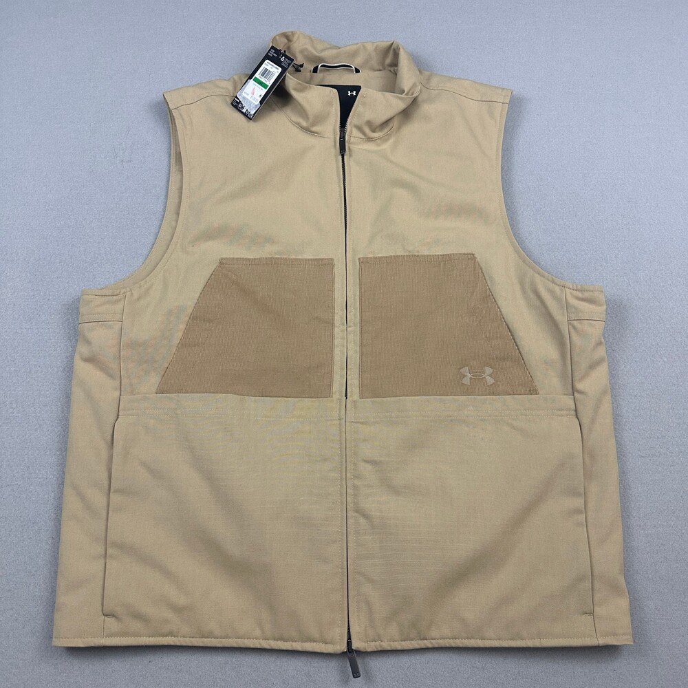 Under Armour Vest Men Large Khaki Expanse Utility Jacket Corduroy Storm Canvas L